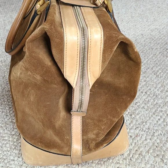 GUCCI suede travel bag, vintage, large rectangular satchel,  rare - Picture 5 of 16
